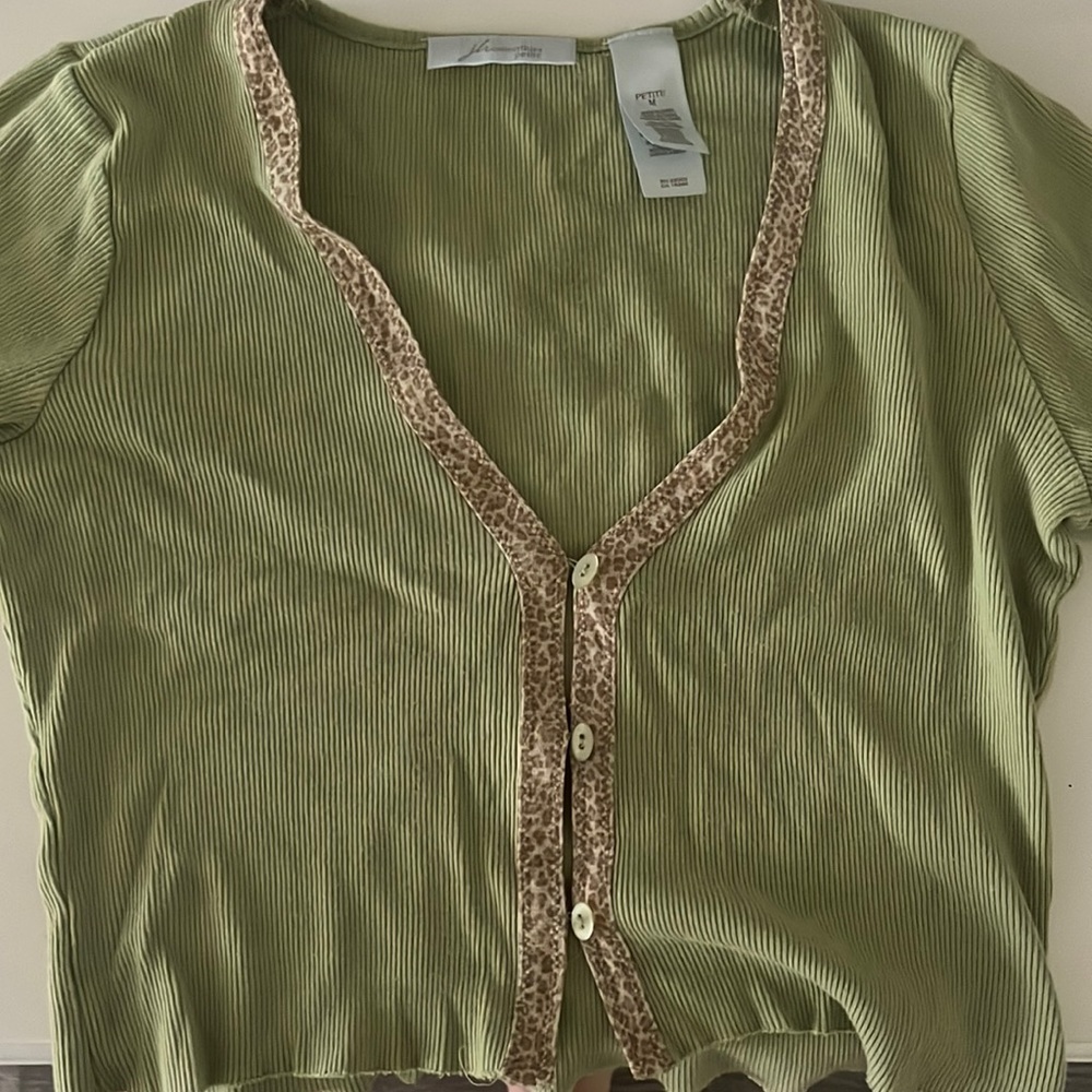 green cardigan
